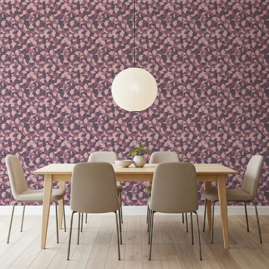 Papier peint Motif camouflage rose poudré