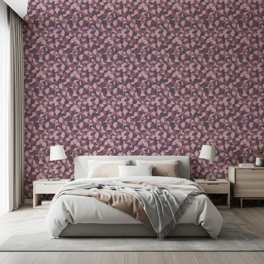 Papier peint Motif camouflage rose poudré