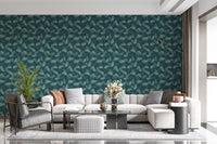 Minimalist Sage Palm Leaf Weave Wallpaper⁠