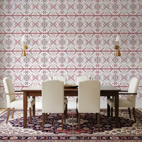 Kansanperinteen geometrinen ristipistokuvioinen tapetti