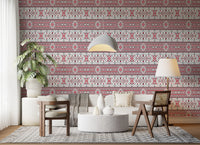 Minimalistisk tapet med broderet folk-inspireret tekstur