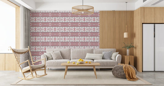 Minimalistisk tapet med broderad folkmönstrad textur