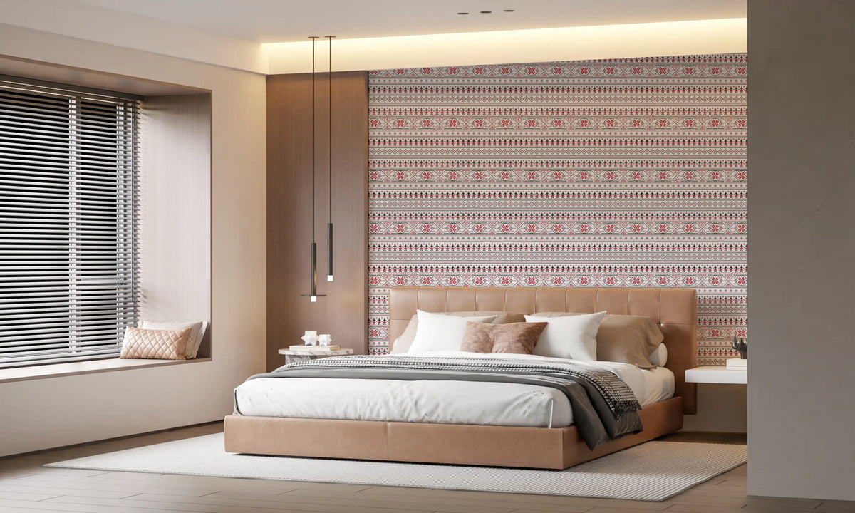 Papel tapiz de patrón geométrico de azulejos de arte folclórico