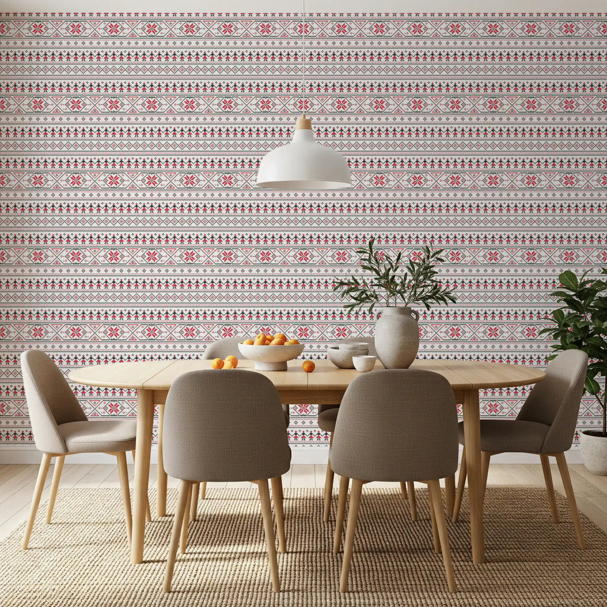 Papel tapiz de patrón geométrico de azulejos de arte folclórico