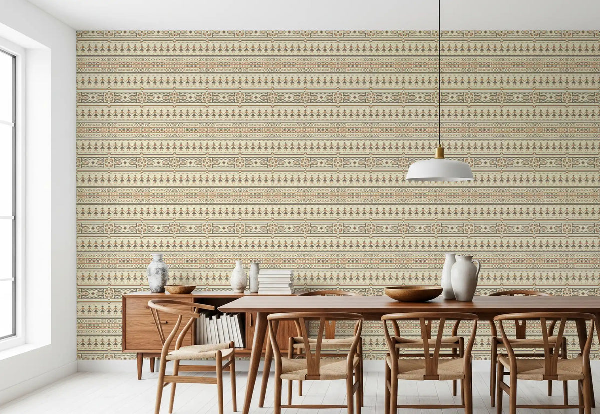 Papier peint à motif folklorique au point de croix