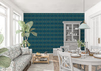 Abstrakti sinivihreä ja kultainen mosaiikkitapetti