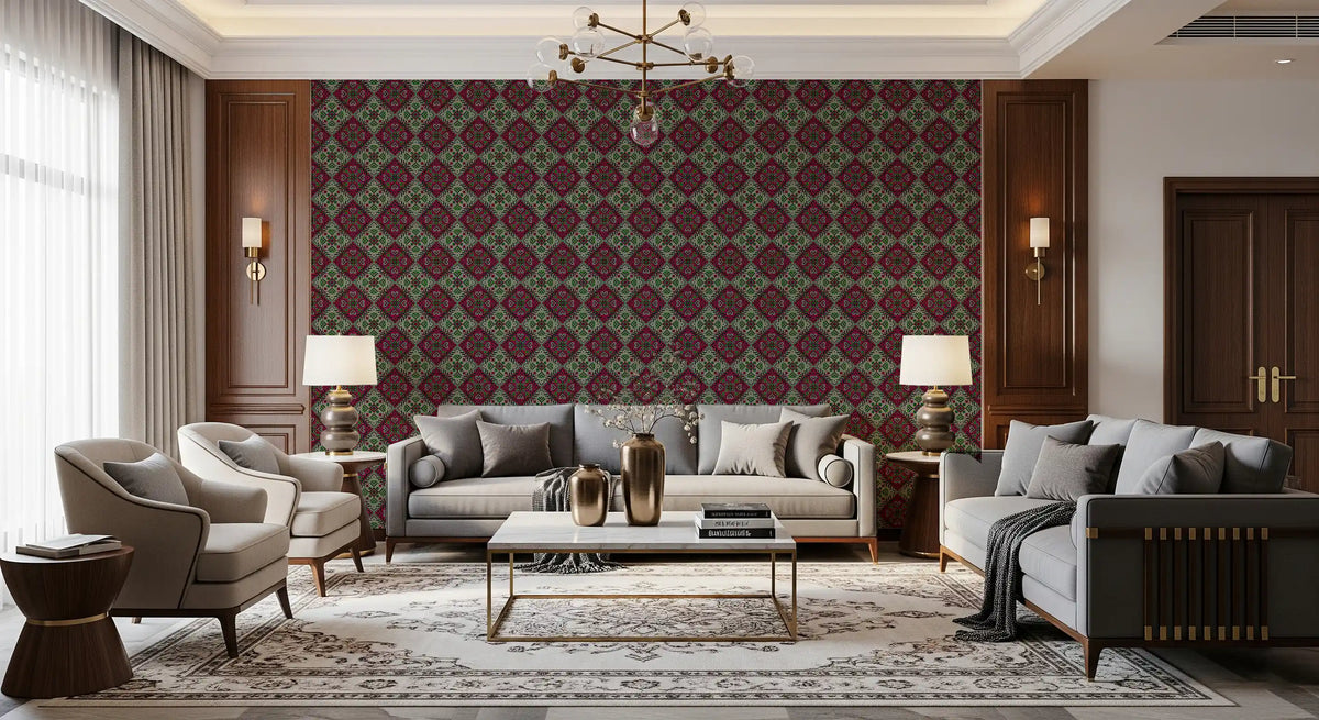 Heritage Folk Embroidery Motif Wallpaper⁠