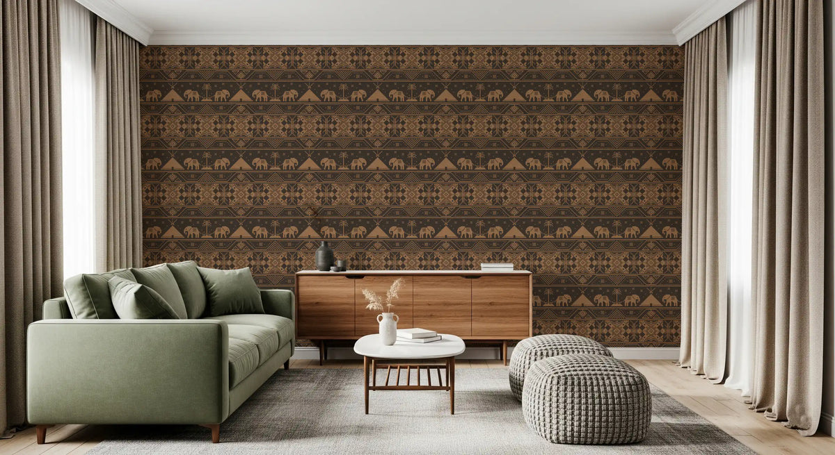 Tapete mit geometrischem Stammes-Elefantenmotiv