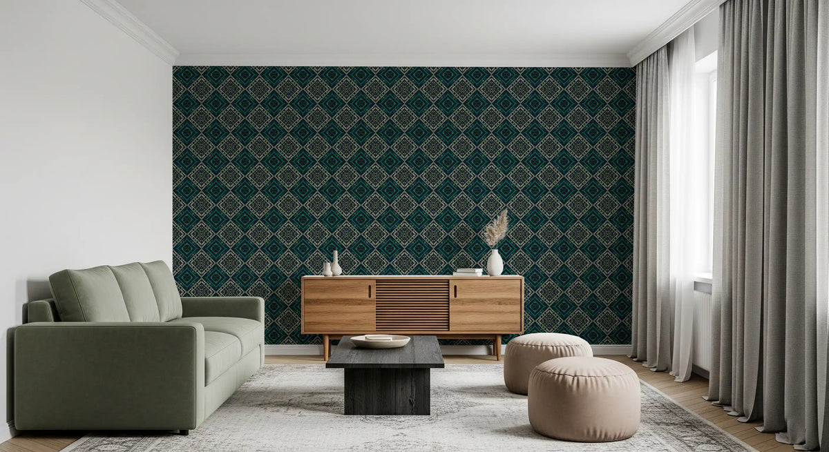 Geometriskt tapet med pixlad diamantgrid⁠