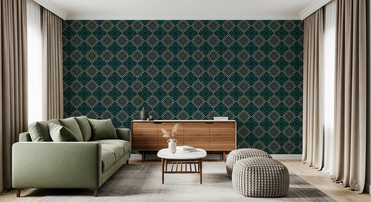 Geometriskt tapet med pixlad diamantgrid⁠