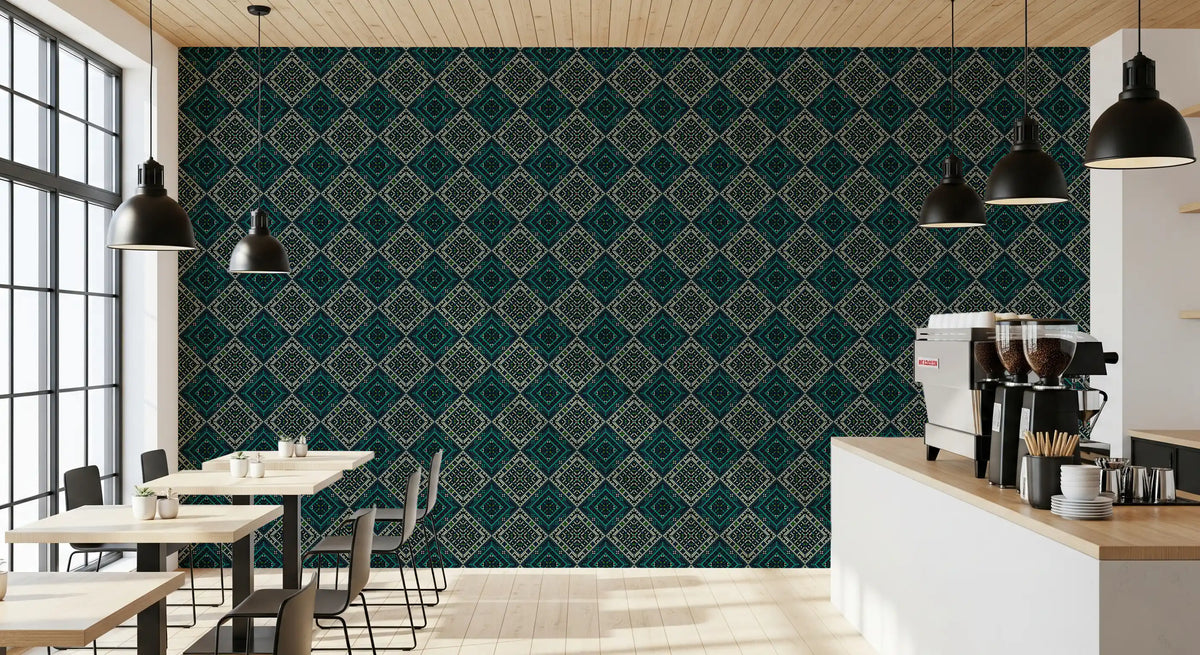 Geometriskt tapet med pixlad diamantgrid⁠