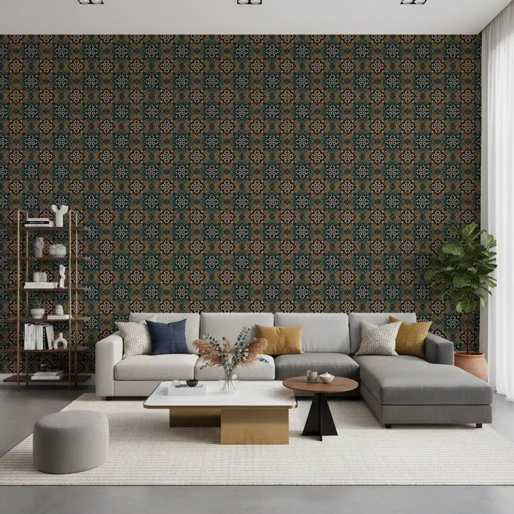 Rustikale pixelartige Kreuz-Wandtapete