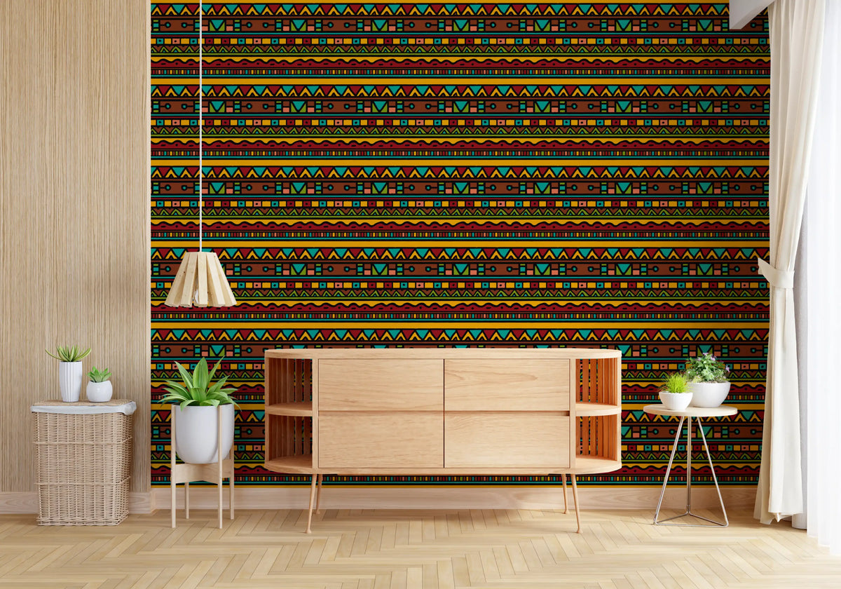 Tapet med geometriskt folkloristiskt tribal-mönster⁠