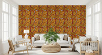 Papier peint à motifs géométriques ocres tribaux