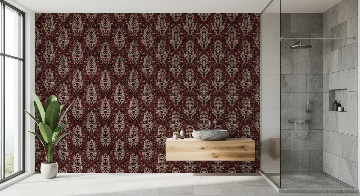 Papier peint à motif géométrique de masque tribal