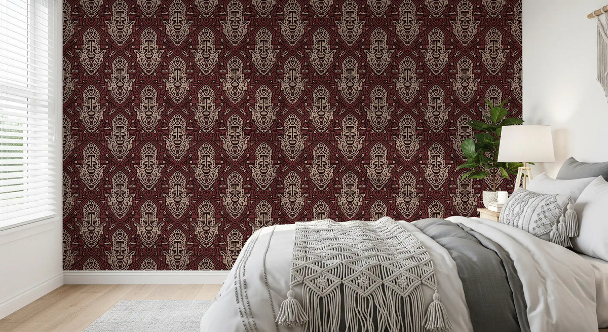 Papier peint à motif géométrique de masque tribal