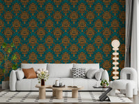 Tapete mit grafischem Maskenmotiv