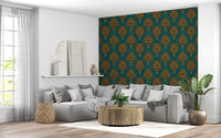 Tapete mit grafischem Maskenmotiv