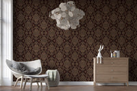 Ancient Geometric Brown Tribal Motif Wallpaper⁠