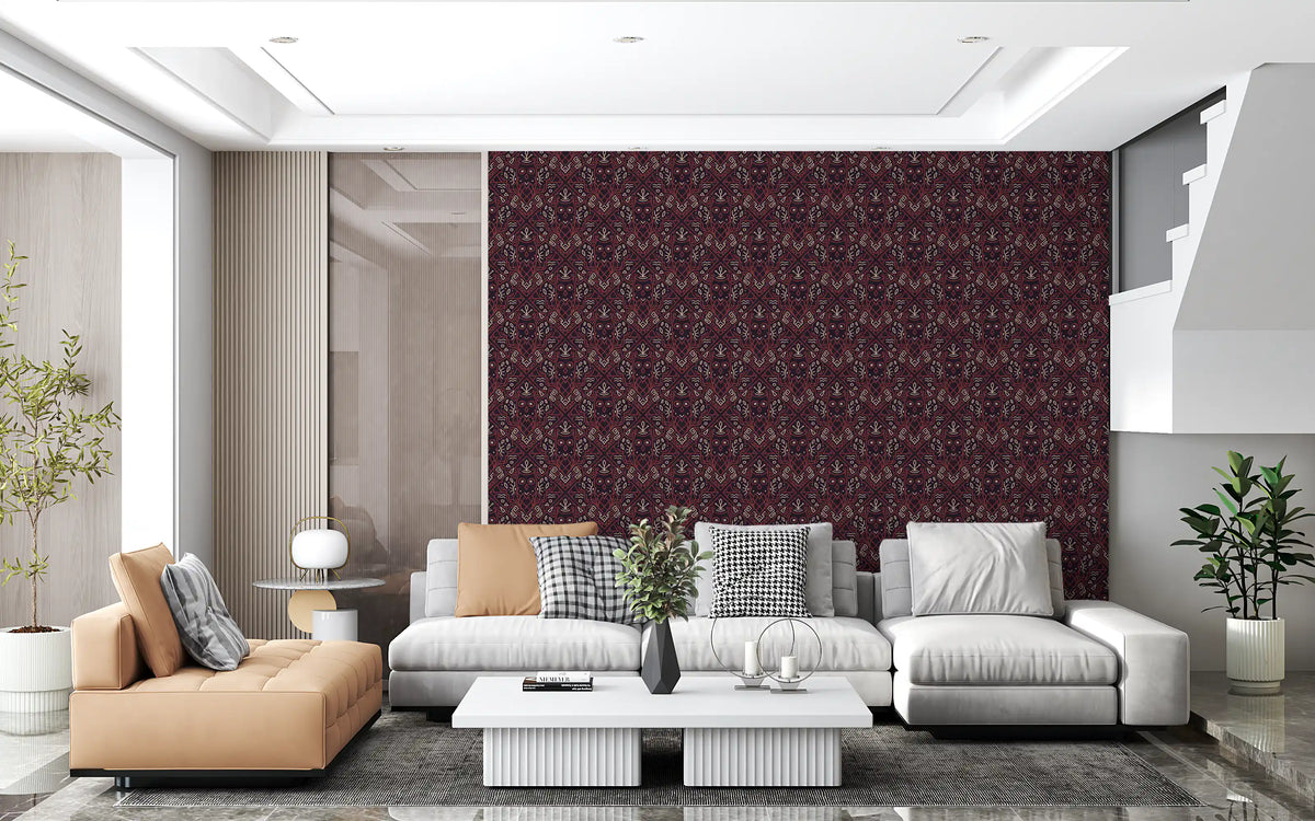 Geometric Tribal Owl Pattern Wallpaper⁠