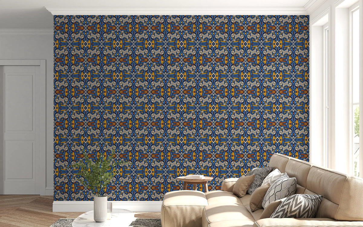 Papier peint Motif de carreaux en mosaïque tribale