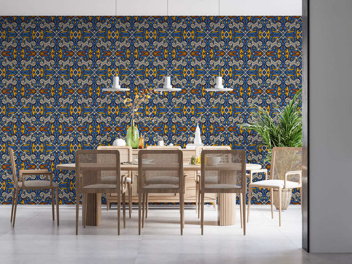 Papier peint Motif de carreaux en mosaïque tribale