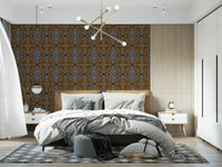 Noir and Gold Tribal Labyrinth Wallpaper⁠