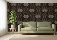 Papel tapiz con motivo floral damasco Choco⁠