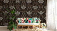 Papel tapiz con motivo floral damasco Choco⁠