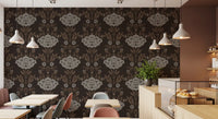 Papel tapiz con motivo floral damasco Choco⁠