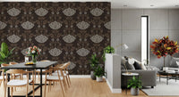 Papel tapiz con motivo floral damasco Choco⁠