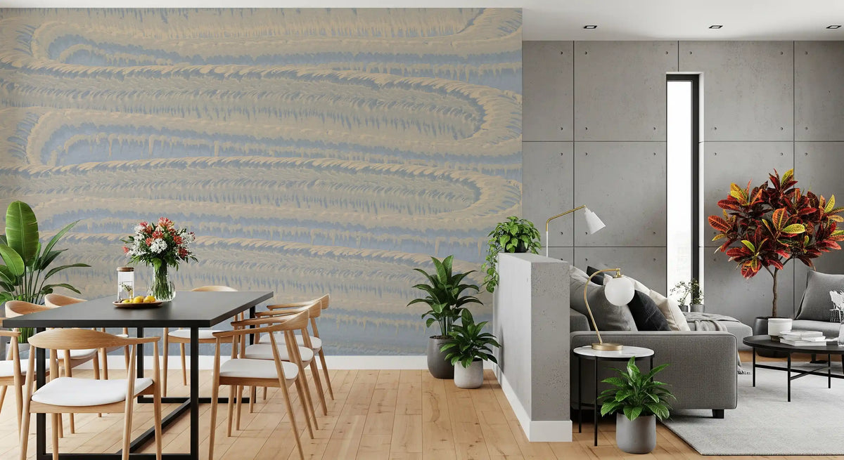 Papier peint panoramique texturé « Vagues linéaires sereines »