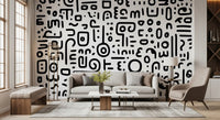 Minimalistisches schwarz-weißes Doodle-Kunst-Wandbild