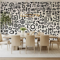 Minimalistisches schwarz-weißes Doodle-Kunst-Wandbild