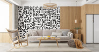 Minimalistisches schwarz-weißes Doodle-Kunst-Wandbild