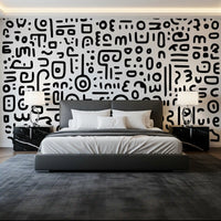 Minimalistisches schwarz-weißes Doodle-Kunst-Wandbild