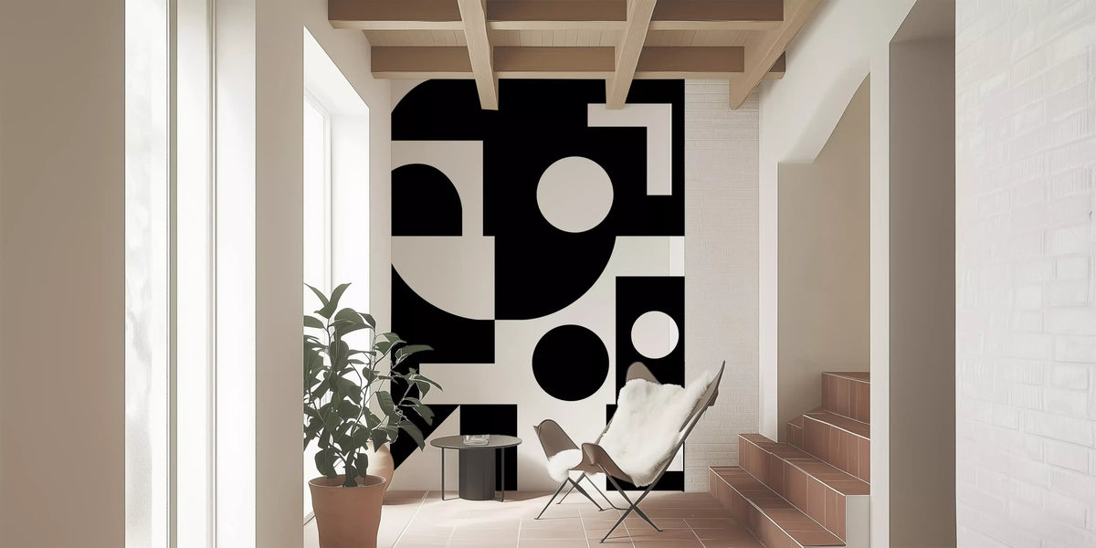 Minimalistisches monochromes geometrisches Wandbild