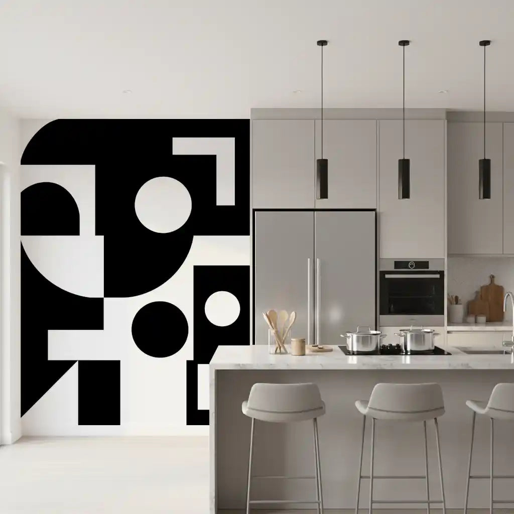 Minimalistisches monochromes geometrisches Wandbild