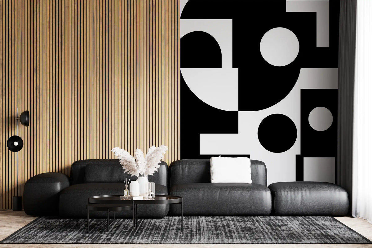 Minimalistisches monochromes geometrisches Wandbild
