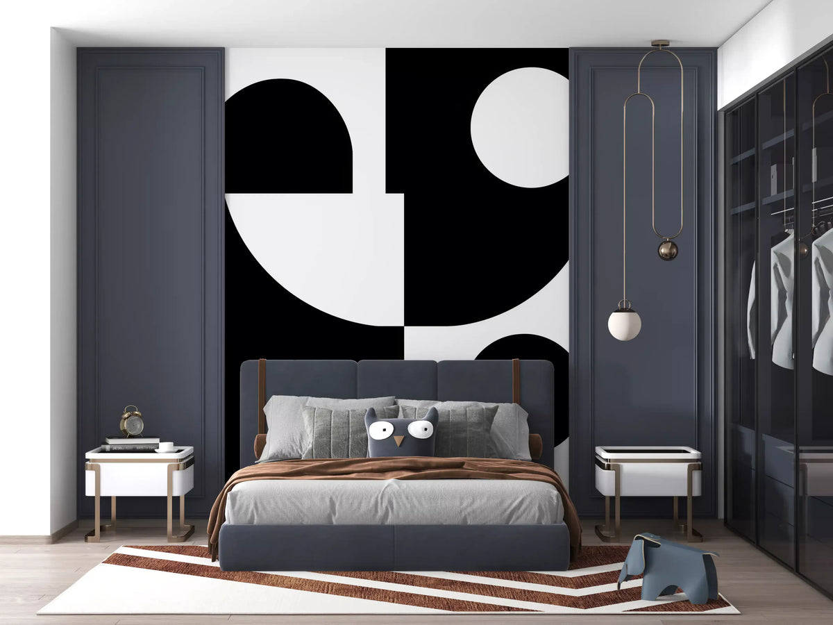Minimalistisches monochromes geometrisches Wandbild