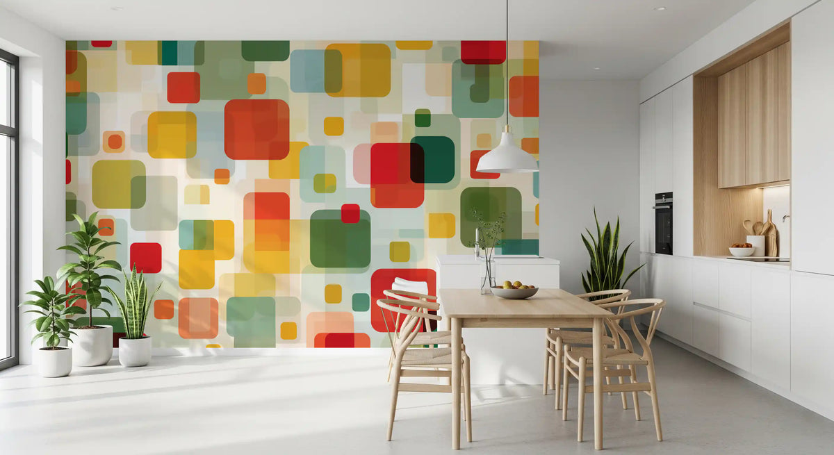 Wandbild „Retro-Komposition mit überlappenden Quadraten“