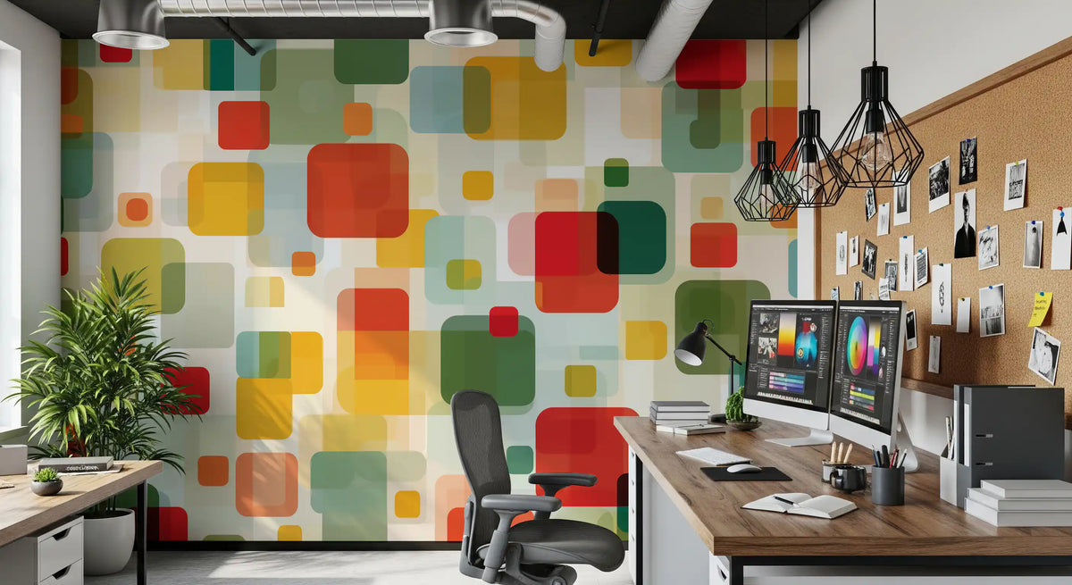 Wandbild „Retro-Komposition mit überlappenden Quadraten“