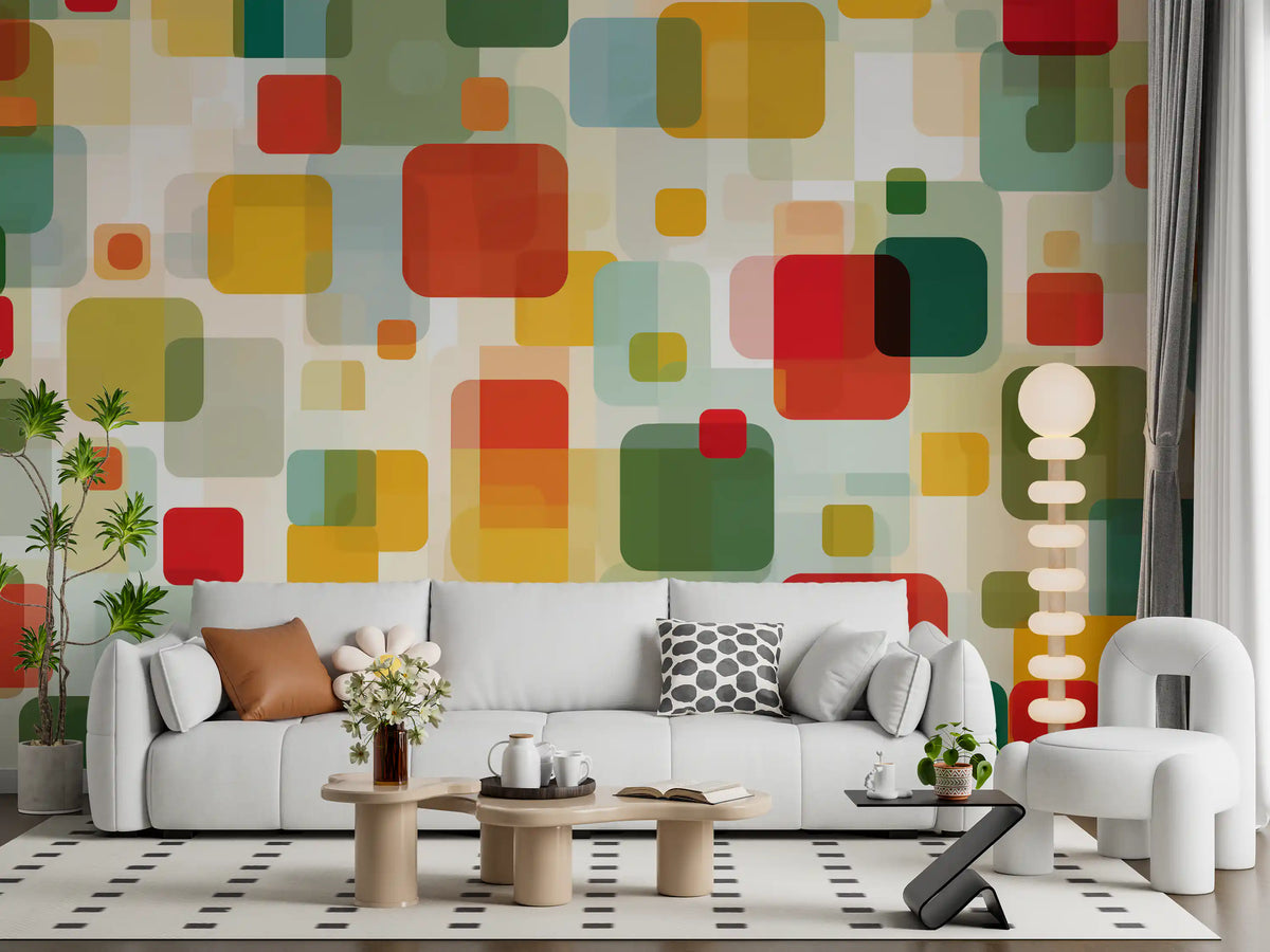 Wandbild „Retro-Komposition mit überlappenden Quadraten“