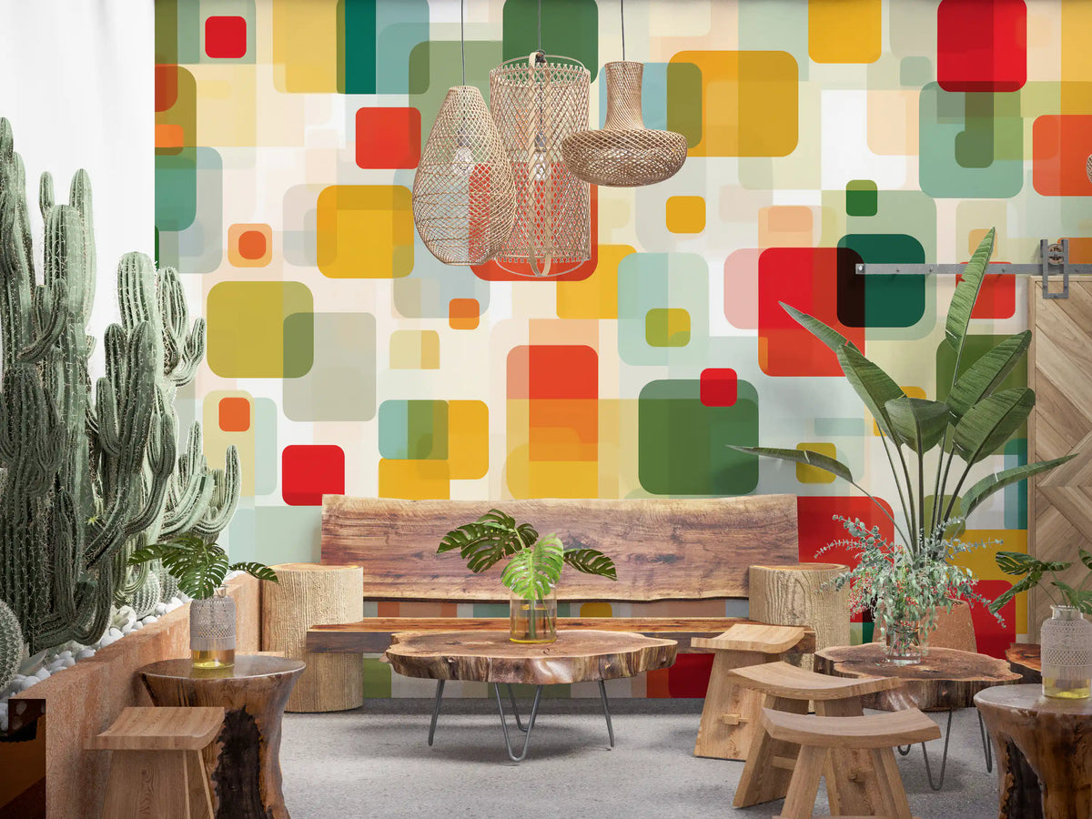 Wandbild „Retro-Komposition mit überlappenden Quadraten“