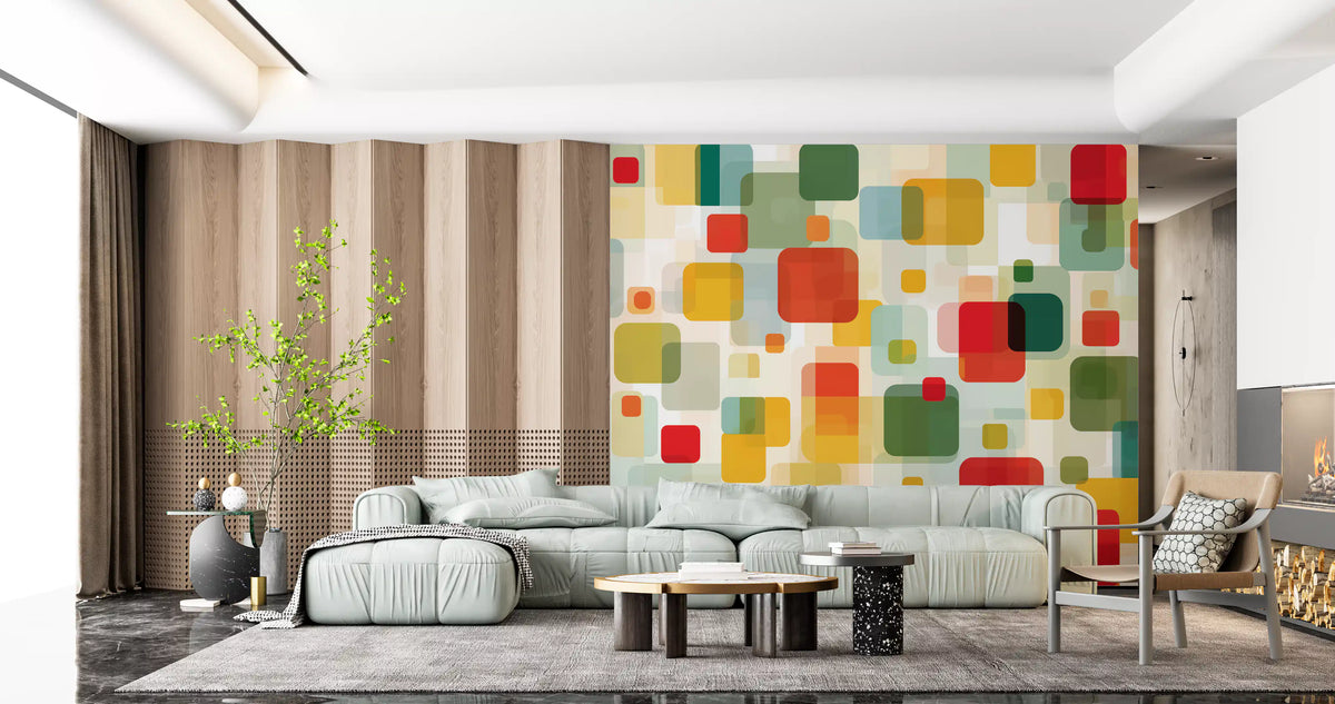 Wandbild „Retro-Komposition mit überlappenden Quadraten“