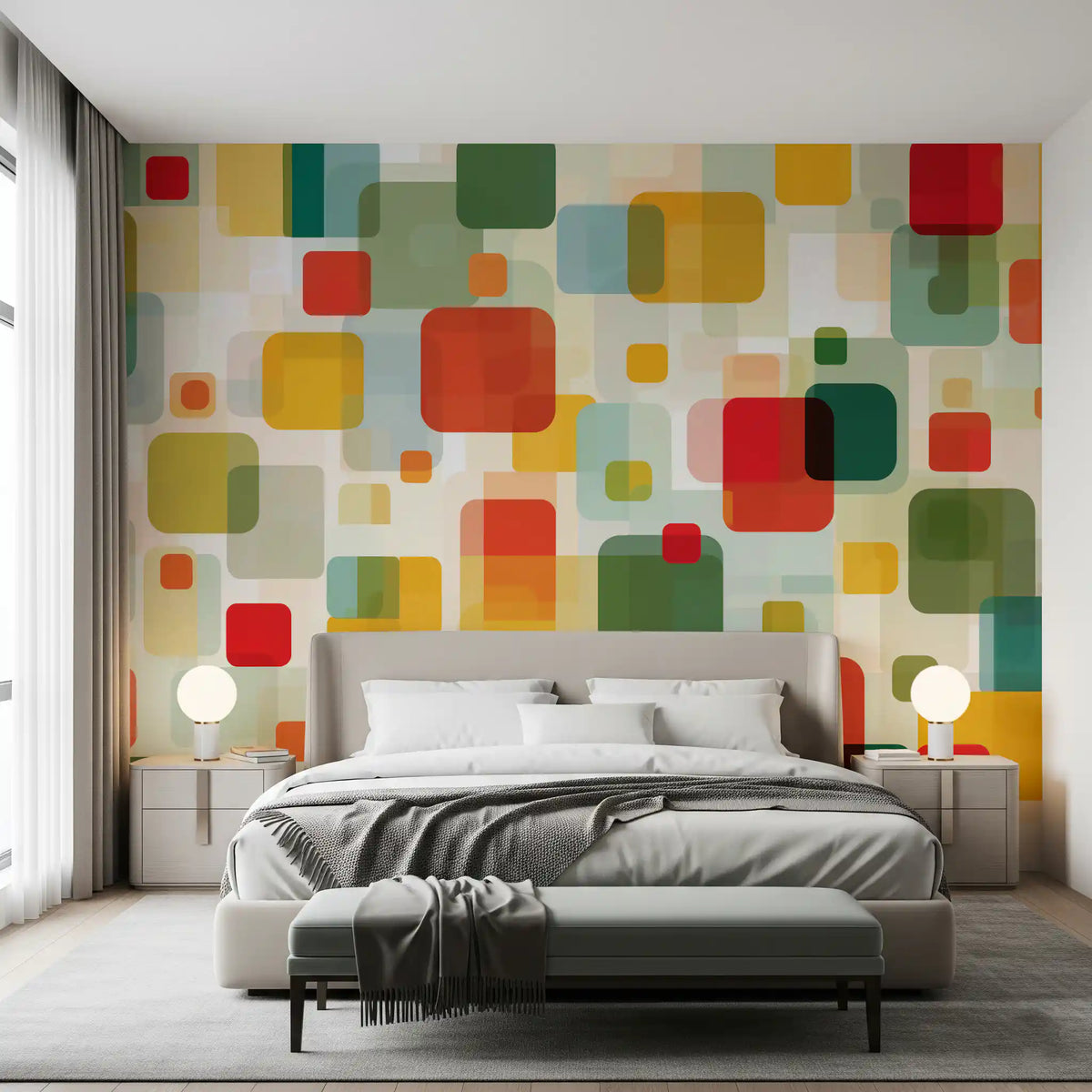 Wandbild „Retro-Komposition mit überlappenden Quadraten“