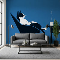 Minimalistisches Wandbild „Katzen-Kaffeepause“