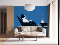 Minimalistisches Wandbild „Katzen-Kaffeepause“