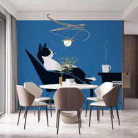 Minimalistisches Wandbild „Katzen-Kaffeepause“