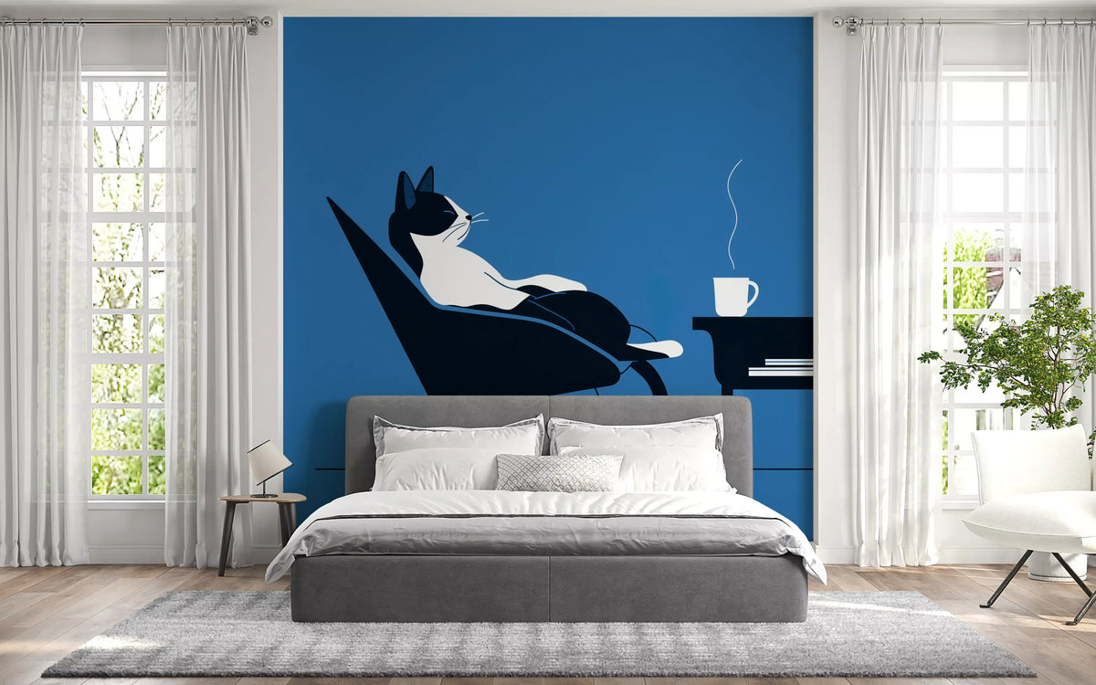 Minimalistisches Wandbild „Katzen-Kaffeepause“